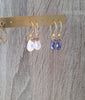 18K gold earrings with Rosequarts and Tanzanite Swarovski crystal drops