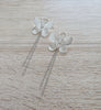 Stylish long-length rhodium plated butterfly statement earrings