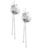 Long-length rhodium plated seashell earrings