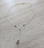 18K Gold plated Y-necklace featuring "Black Silver Night" Swarovski crystals.