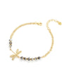 18K gold plated dragonfly bracelet decorated with Black Silver Night Swarovski crystals.