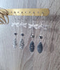 Silver dragonfly earrings with Grey and Black Silver Night Swarovski crystal pavé drops.
