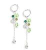 Silver hoop earrings with Peridot Green Swarovski butterflies and olive/emerald crystals
