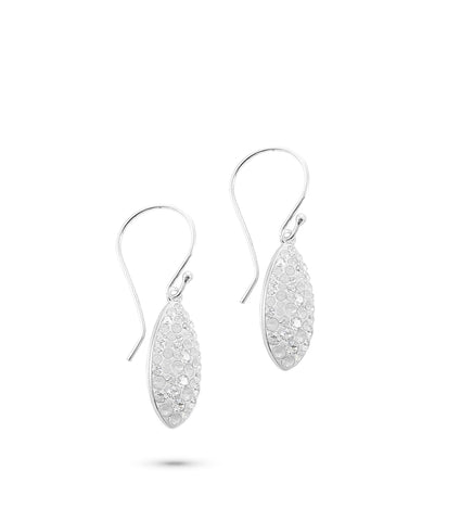 Timeless silver earrings adorned with white Swarovski crystal pavé pendants.