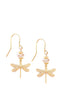 Gold dragonfly earrings with golden shadow Austrian crystals