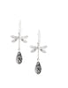 Silver dragonfly earrings with Black Diamond Austrian crystal drops