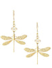 Gold dragonfly earrings with Golden Shadow Austrian crystals
