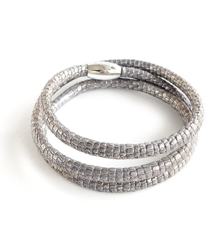 Dige Designs blue reptile-printed leather bracelet