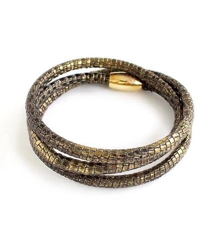 Dige Designs brown reptile printed leather bracelet