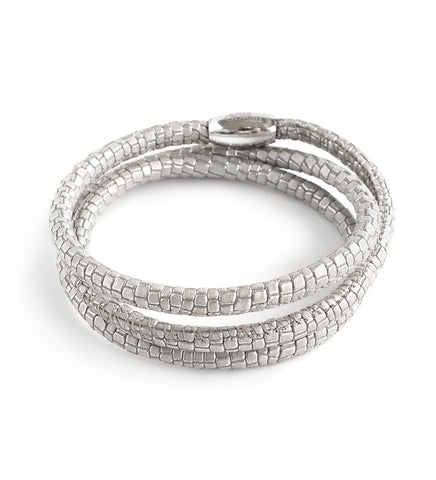 Dige Designs silver reptile-printed leather bracelet