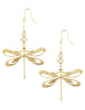 Gold dragonfly earrings with golden shadow Austrian crystals