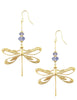 Gold dragonfly earrings with Tanzanite Austrian crystals