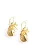 Gold dragonfly earrings with Golden Shadow Austrian crystal drops