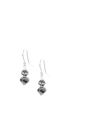 Silver earrings with Black Diamond Austrian crystals