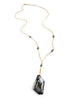 Long gold necklace with Black Diamond Austrian crystals