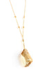 Long gold necklace with Golden Shadow Austrian crystals