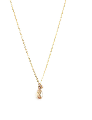 Short gold necklace with Golden Shadow Austrian crystal drop and ball