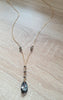 Long 18K gold plated Y-necklace handmade with Black Silver Night Swarovski crystals