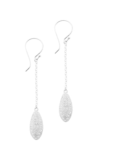 Silver dangle earrings with white Austrian crystal pavé drops