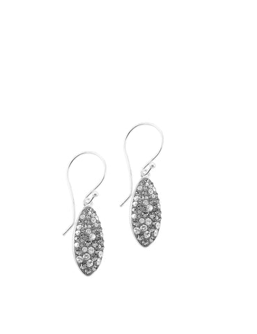 Silver earrings with grey Austrian crystal pavé drops