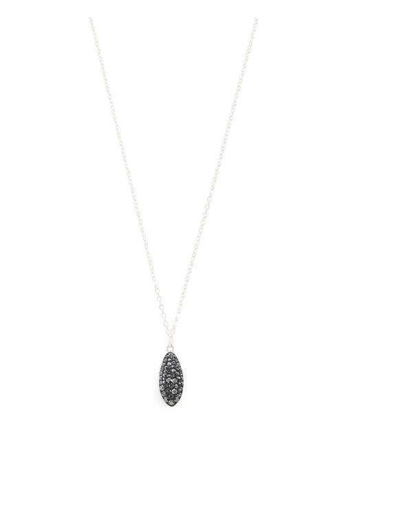 Short silver necklace with a Black Diamond Austrian crystal pavé drop