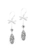 Silver dragonfly and grey Austrian pavé drop earrings