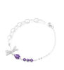 Silver dragonfly bracelet with Tanzanite crystals