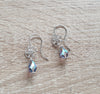 Silver flower earrings with Austrian Tanzanite AB drops