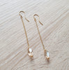 Long drop earrings with Golden Shadow Austrian crystals