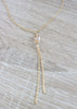 Gold Y necklace with a Golden Shadow Austrian crystal