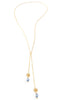 Gold double wrap flower necklace with Tanzanite AB Austrian drops