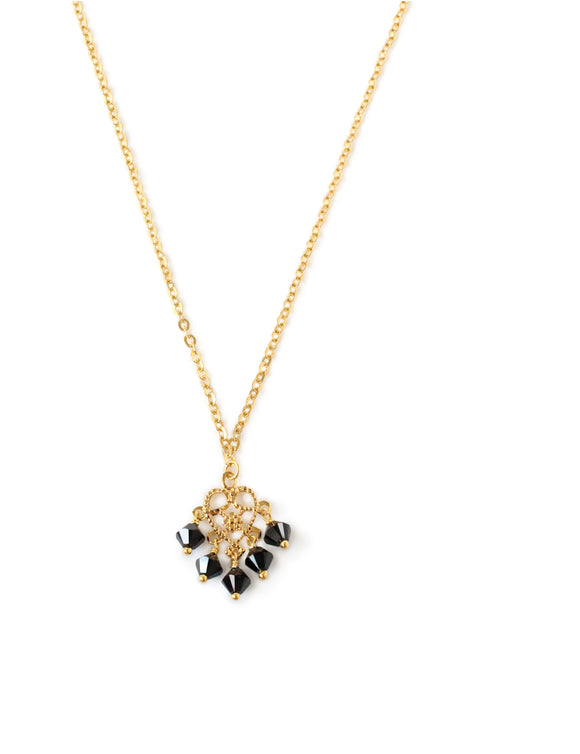 Dige Designs short gold necklace with black Austrian crystals
