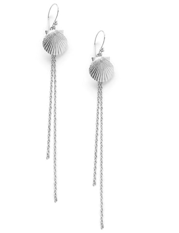 Dige Designs long silver seashell earrings