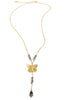 Gold butterfly Y necklace with Black Diamond Austrian crystals