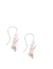 Silver earrings with rose freshwater pearls and pink Austrian crystal butterflies