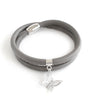 Dige Designs grey double wrap butterfly leather bracelet