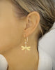 Gold dragonfly earrings with Golden Shadow Austrian crystals