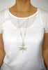 Long gold dragonfly necklace with Golden Shadow Austrian crystals