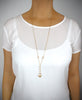Long gold necklace with Golden Shadow Austrian crystals