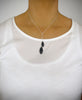 Short silver necklace with Black Diamond Austrian crystal pavé drop pendants