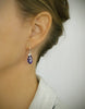 Silver earring with Tanzanite Austrian crystal drop and charms