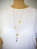 Gold butterfly wrap necklace with Tanzanite Austrian drops