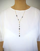 Gold Y necklace with black Austrian crystals
