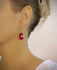 Gold earrings with Ruby Austrian crystal drops