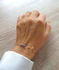 Gold dragonfly bracelet with Austrian Montana AB blue crystals