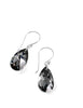 Silver earrings decorated with "Black Silver night" Swarovski crystal teardrops.