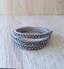 Grey triple wrap leather bracelet with Swarovski crystals - Dige Designs