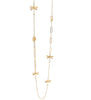 Long 18K gold plated dragonfly necklace with Golden Shadow Swarovski crystals