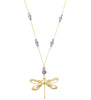 Long 18K gold plated dragonfly necklace with Tanzanite Swarovski crystals