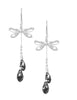 Silver dragonfly and Black Diamond Swarovski crystal earrings